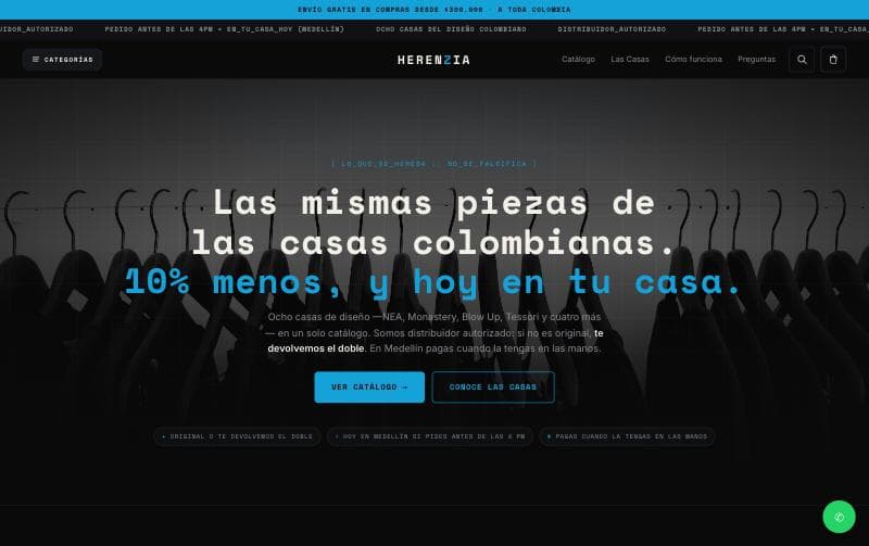 Portada de la tienda de Herenzia